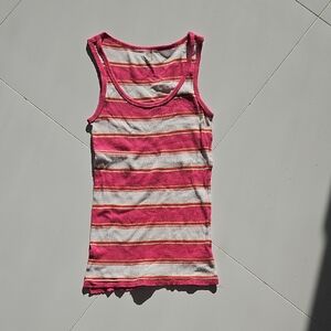 Faded Glory Pink and White Striped Tank Top